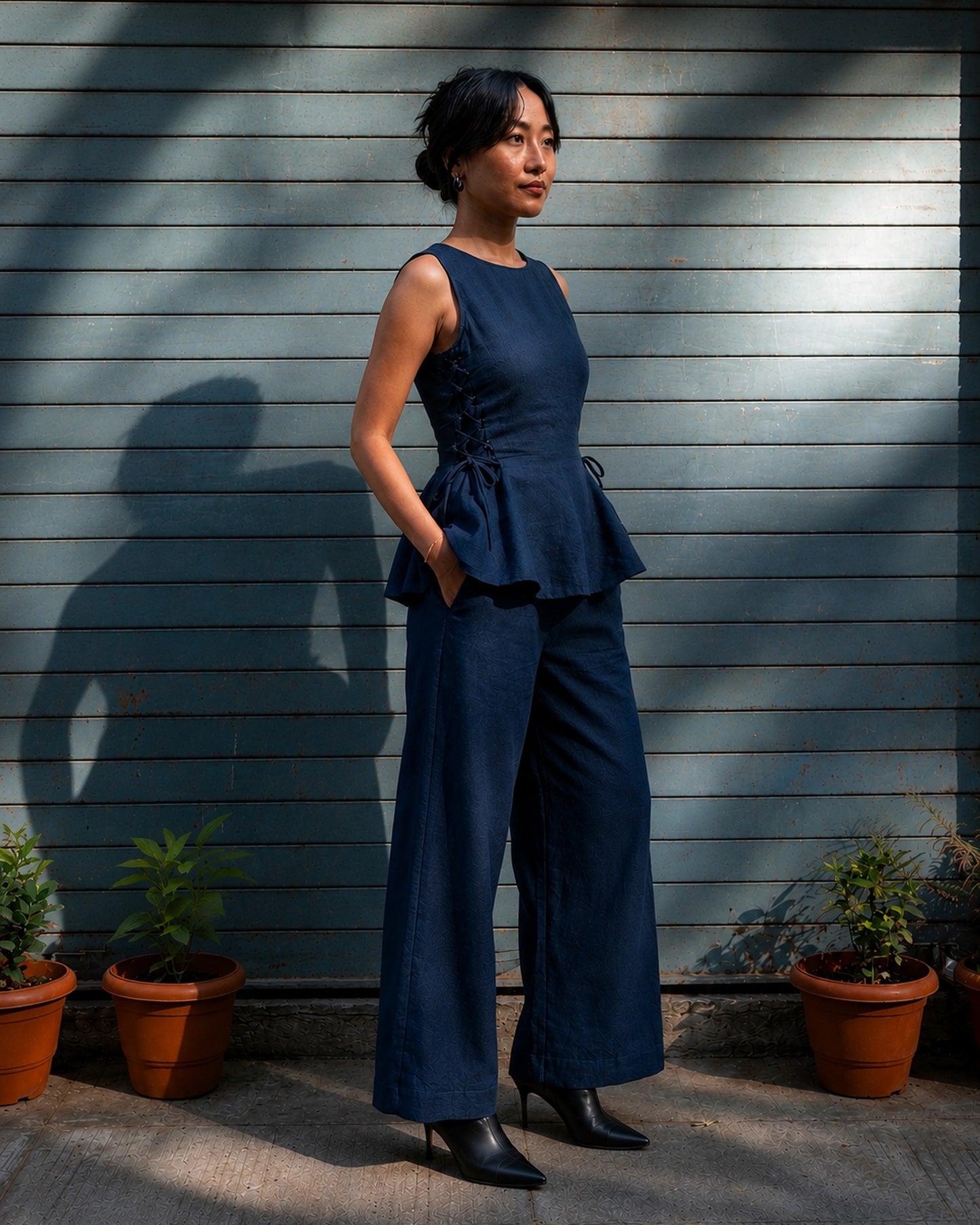 Navy Tie Up Pant