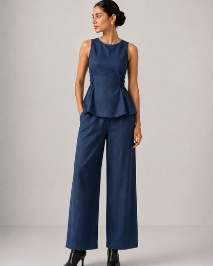 Navy Tie Up Pant