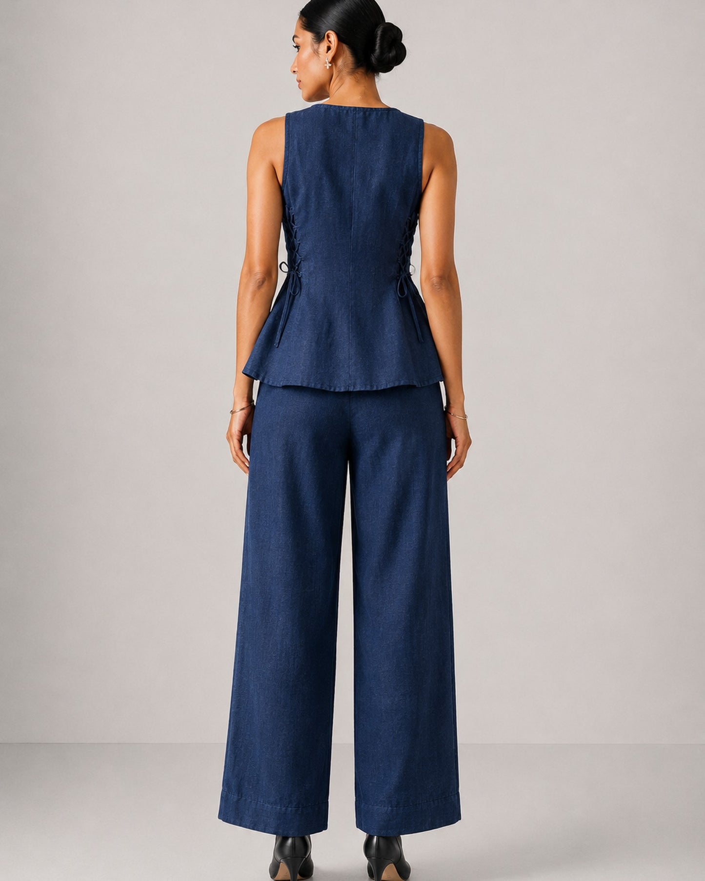 Navy Tie Up Pant