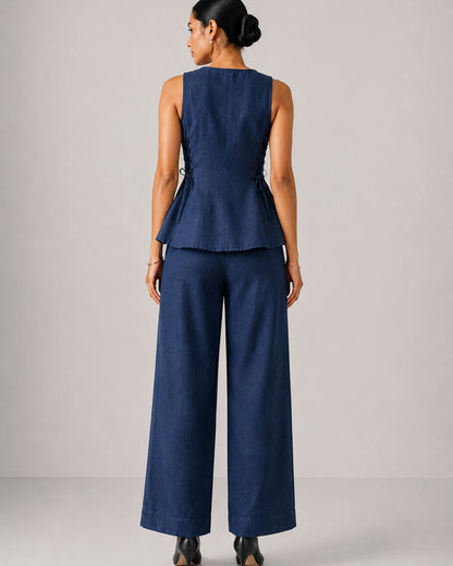 Navy Tie Up Pant