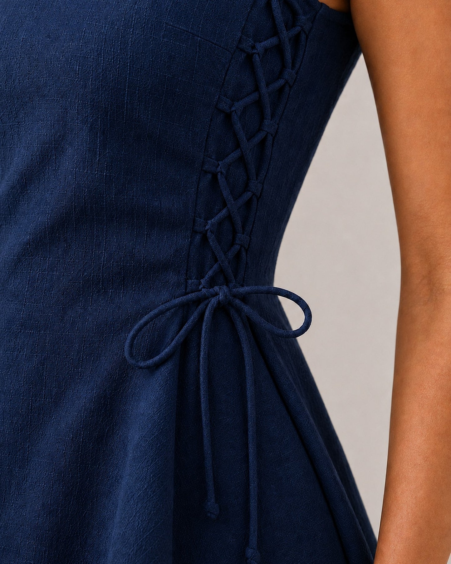 Navy Tie Up Top