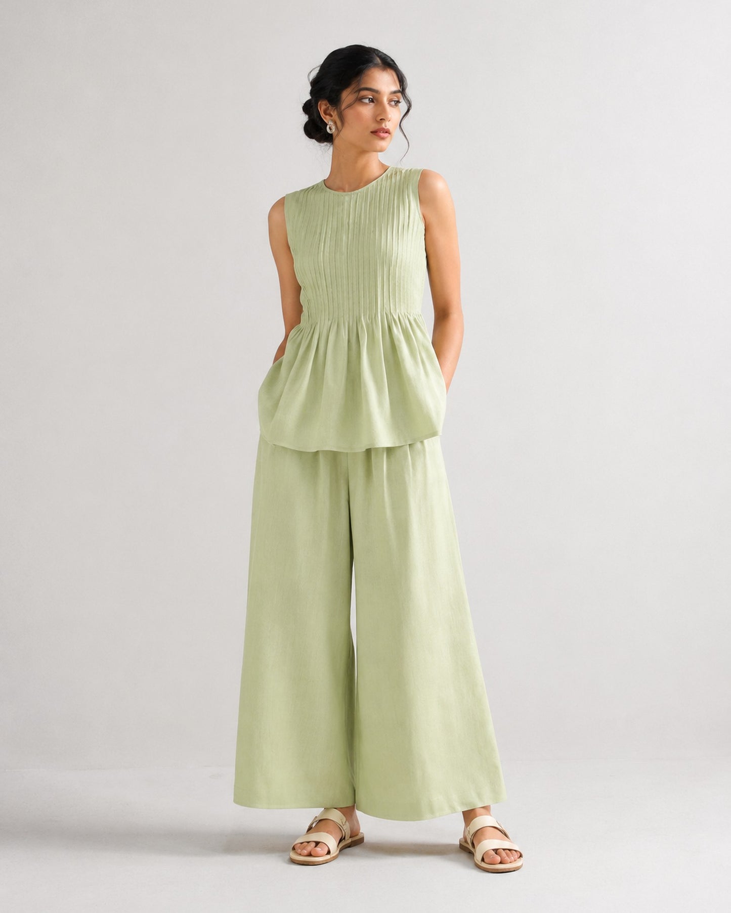 Matcha Peplum Top